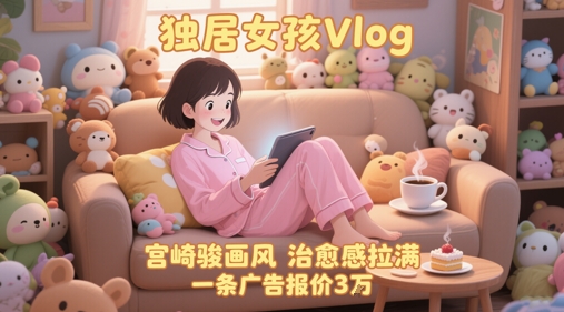 单个账号涨粉71W！用AI制作独居女孩Vlog，宫崎骏画风，治愈感拉满，一条广告报价3W-搞钱利器