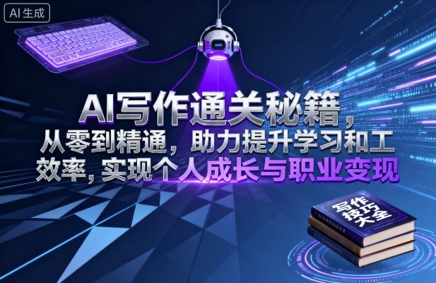 AI写作通关秘籍，从零到精通，助力提升学习和工作效率，实现个人成长与职业变现-搞钱利器