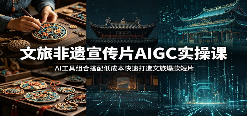 文旅非遗宣传片AIGC实操课：AI工具组合搭配低成本快速打造文旅爆款短片-搞钱利器