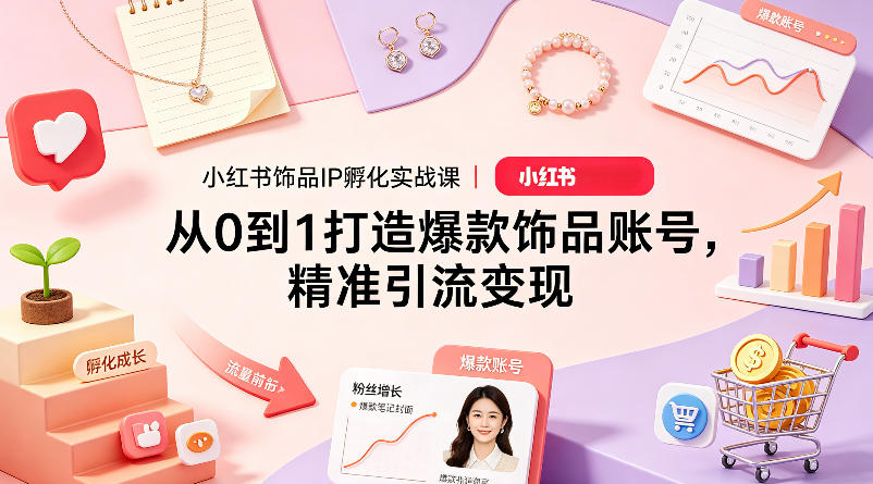 小红书饰品IP孵化实战课｜从0到1打造爆款饰品账号，精准引流变现-搞钱利器