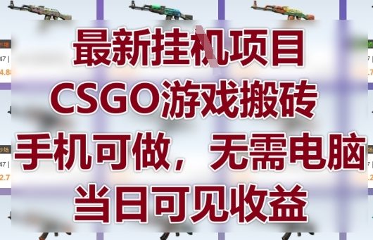最新挂G项目，CSGO游戏搬砖，手机可做，无需电脑，当日见收益【揭秘】-搞钱利器