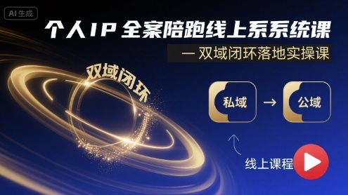 个人IP全案陪跑线上系统课-双域闭环落地实操课-搞钱利器