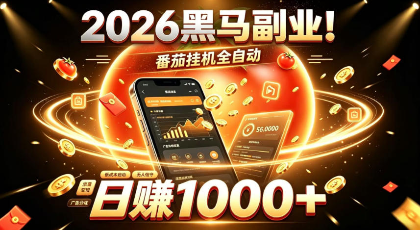 2026黑马副业！番茄挂G全自动日入1000+，操作最简单、门槛最低的线上轻资产项目【揭秘】-搞钱利器