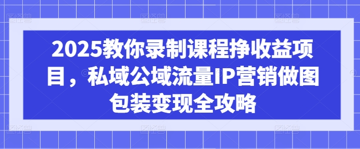 2025教你录制课程挣收益项目，私域公域流量IP营销做图包装变现全攻略-搞钱利器