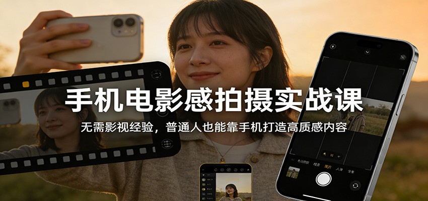 手机电影感拍摄实战课:无需影视经验,普通人也能靠手机打造高质感内容-搞钱利器