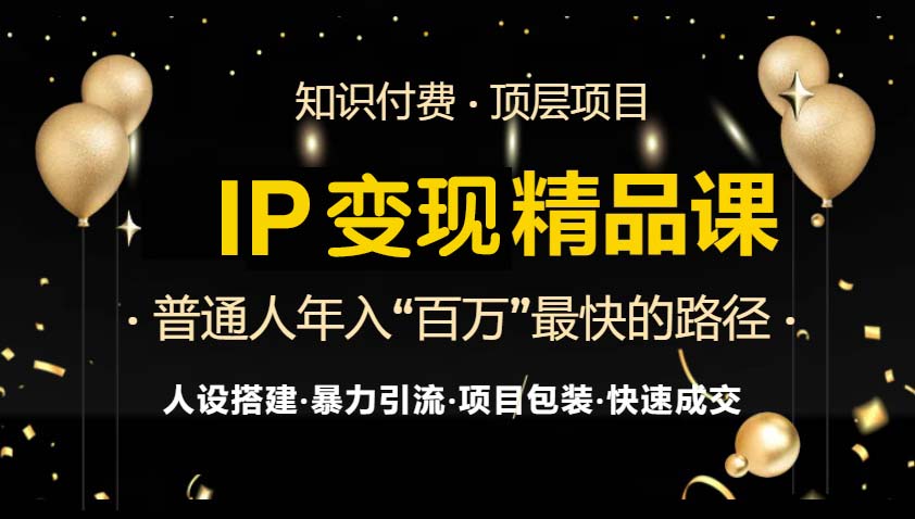 IP变现最新精品课程，知识付费全流程+最强引流术+小白避坑指南-搞钱利器