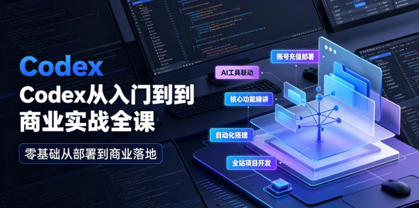 Codex从入门到商业实战全课｜账号充值部署、AI工具联动、核心功能精讲、自动化搭建、全站项目开发零基础教程-搞钱利器