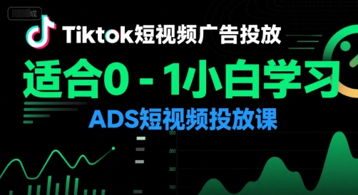 Tiktok短视频广告投放，适合0-1小白学习ADS短视频投放课-搞钱利器