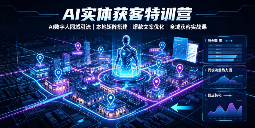 AI实体获客特训营｜AI数字人同城引流、本地矩阵搭建、爆款文案优化全域获客实战课-搞钱利器