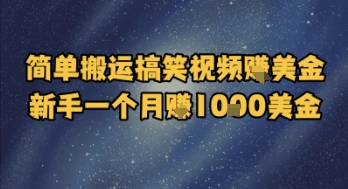 简单搬运搞笑视频挣美金，新手一个月入1k美金-搞钱利器