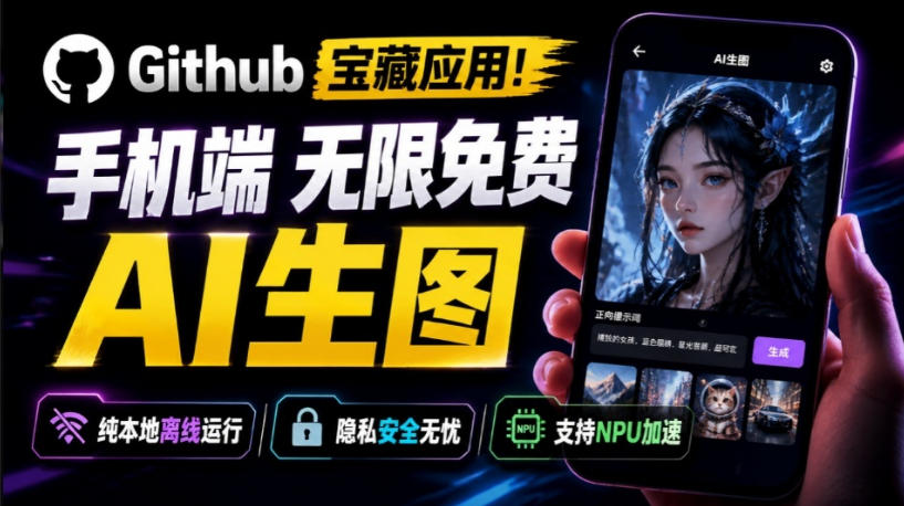 Github宝藏应用!手机端无限免费AI生图,纯本地离线运行,支持NPU加速斩获3.1k stars,local-dream-搞钱利器