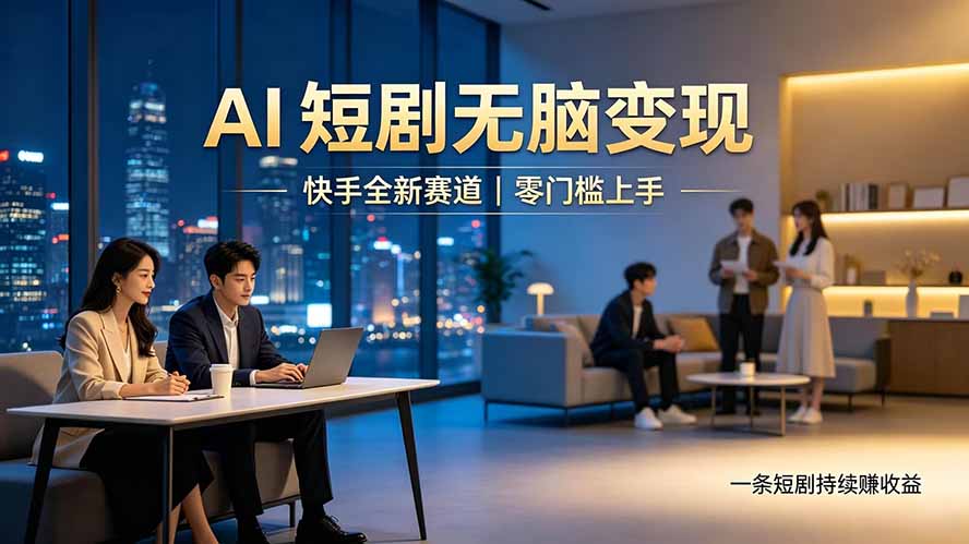 别乱找副业了，快手 AI 短剧零门槛长久被动增收-搞钱利器